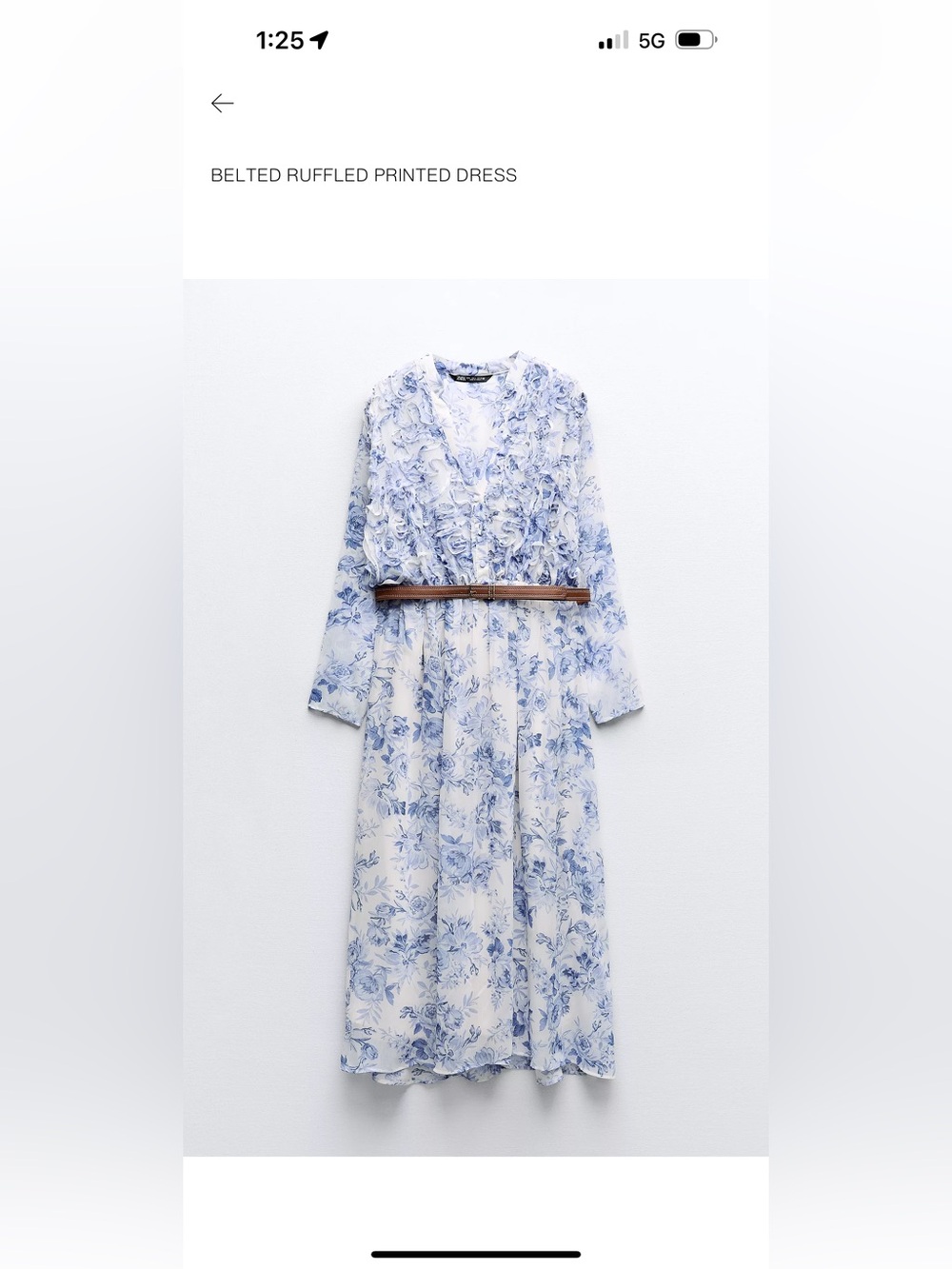 Zara Blue Belted Ruffled Floral Dress